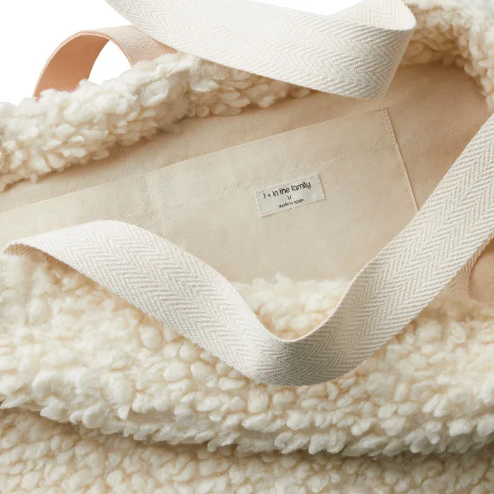1  In The Family Furry Tote Bag Ecru Cream