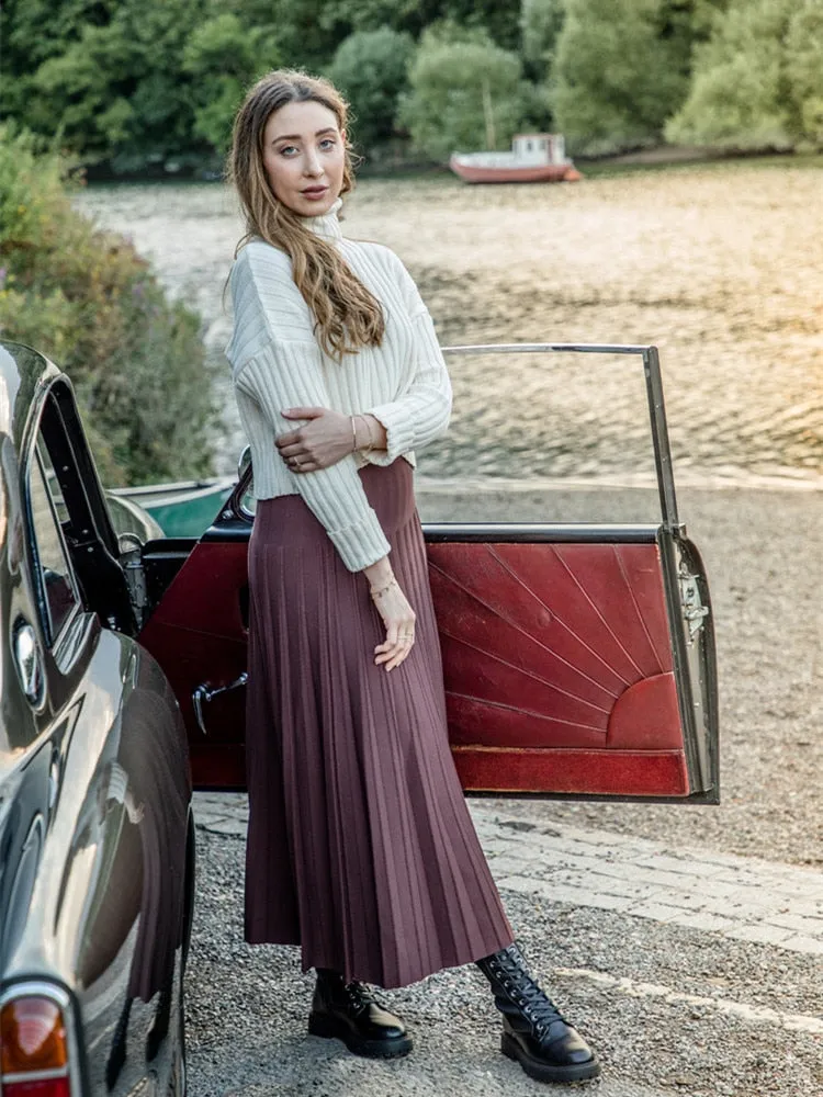 2022 Women Maxi Skirts Female Knitted Long Dress Solid Color Knitting Skirt XS-3XL Plus Size Woman Autumn Winter Skirts