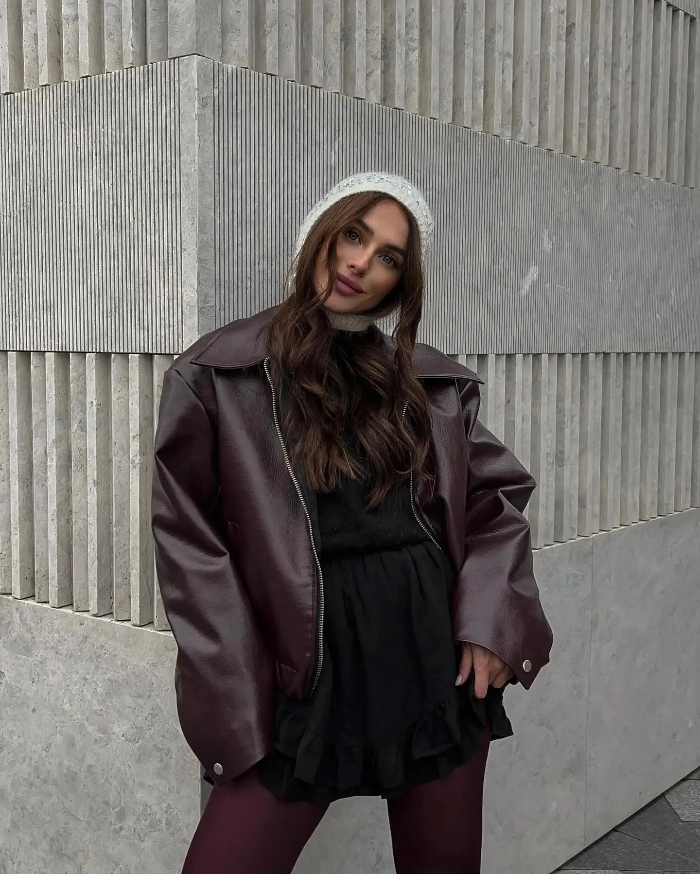2024 New Vintage Lapel Lace-up Leather Jackets Women Chic Solid Long Sleeves Pockets Short Coats Autumn Lady Fashion Streetwear