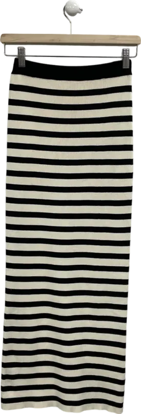 4th & Reckless Black Striped Knitted Maxi Skirt UK 6