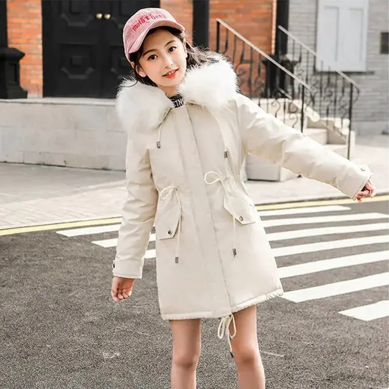 5-14 Years Girls Windbreaker Fur Collar Jacket