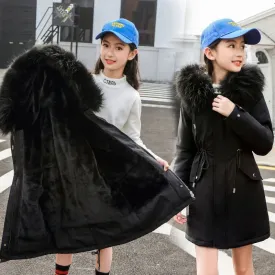 5-14 Years Girls Windbreaker Fur Collar Jacket