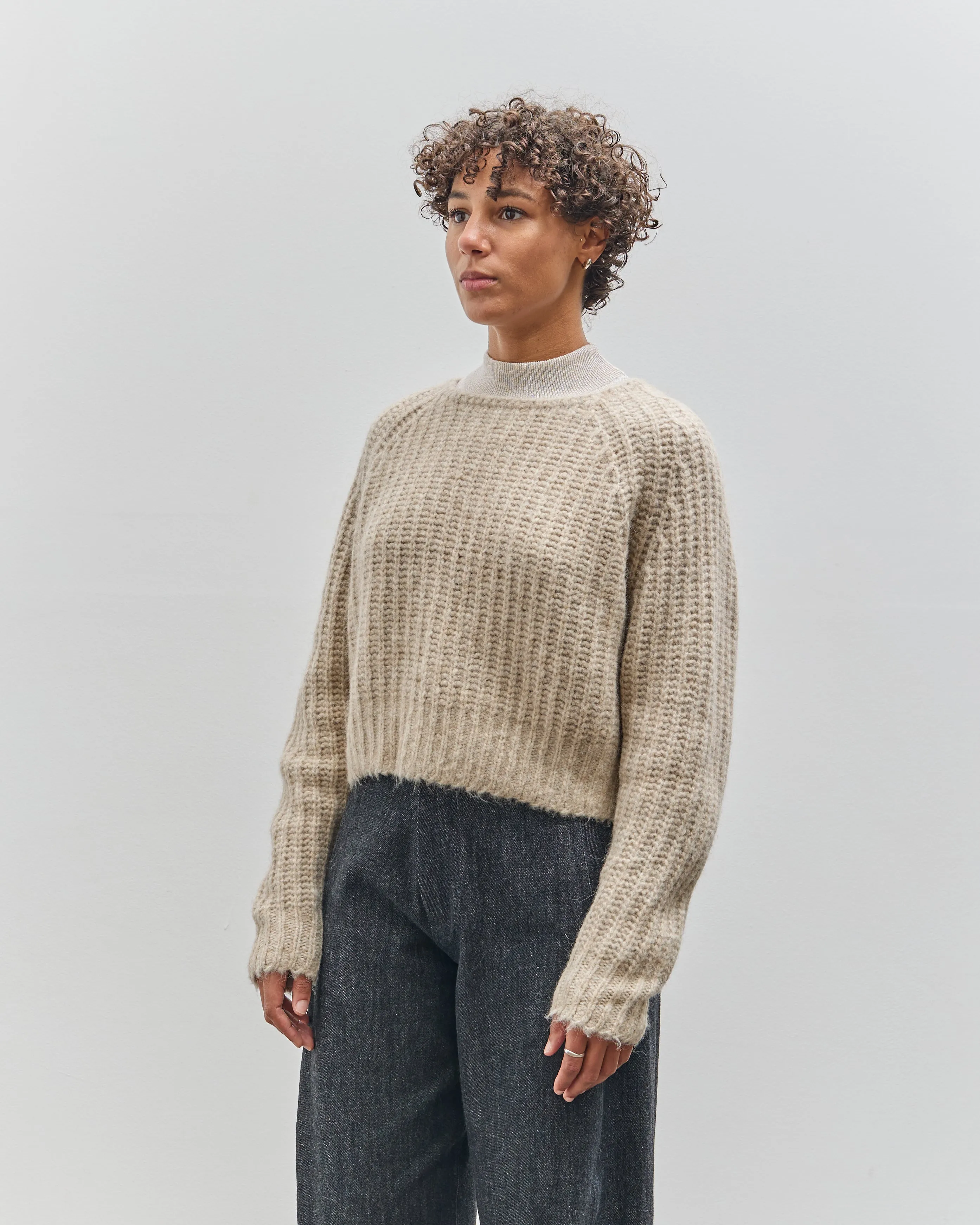 7115 by Szeki Chunky Cropped Sweater, Light Taupe