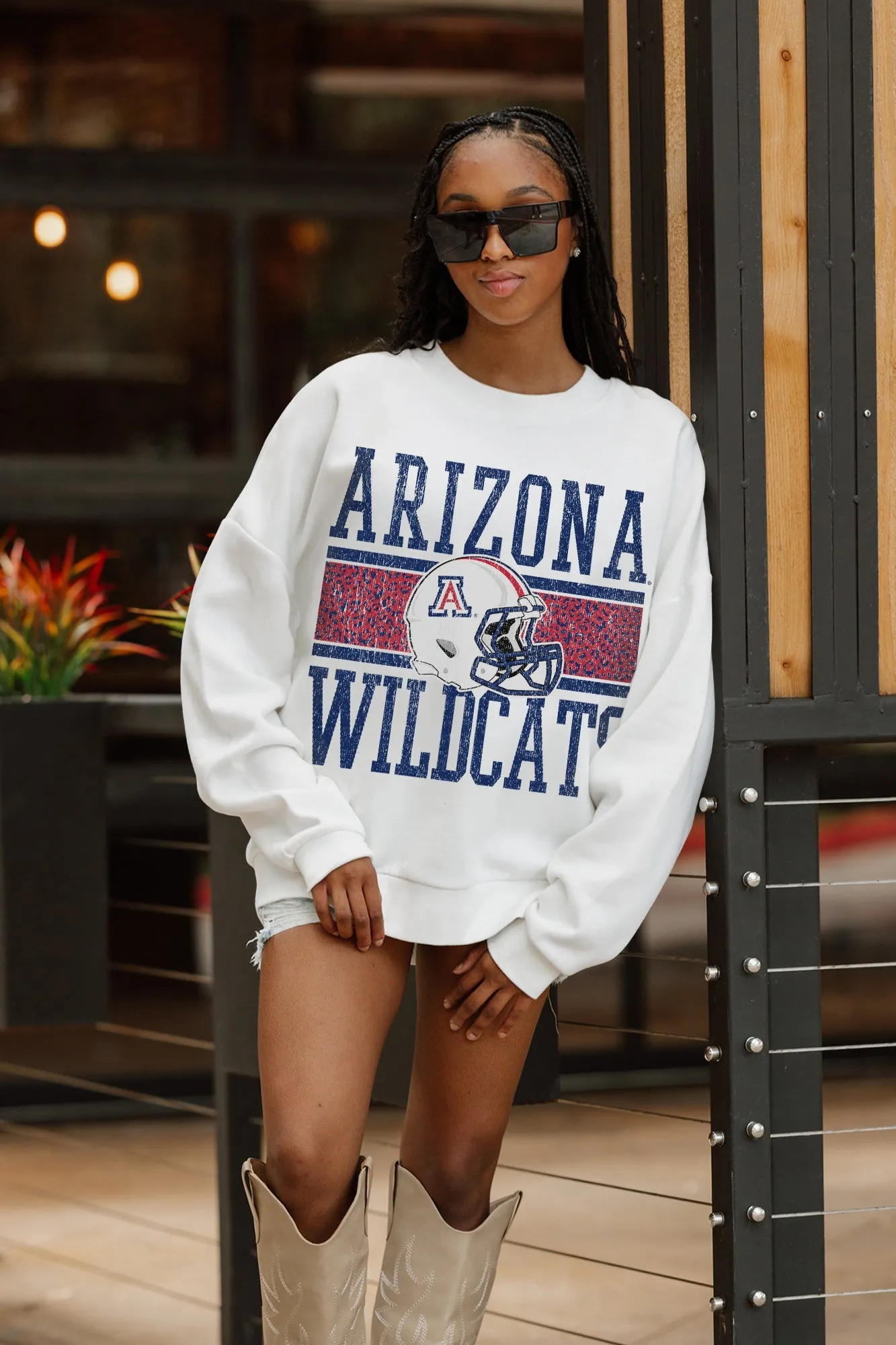 ARIZONA WILDCATS FAIR CATCH PREMIUM FLEECE DROP SHOULDER CREWNECK PULLOVER