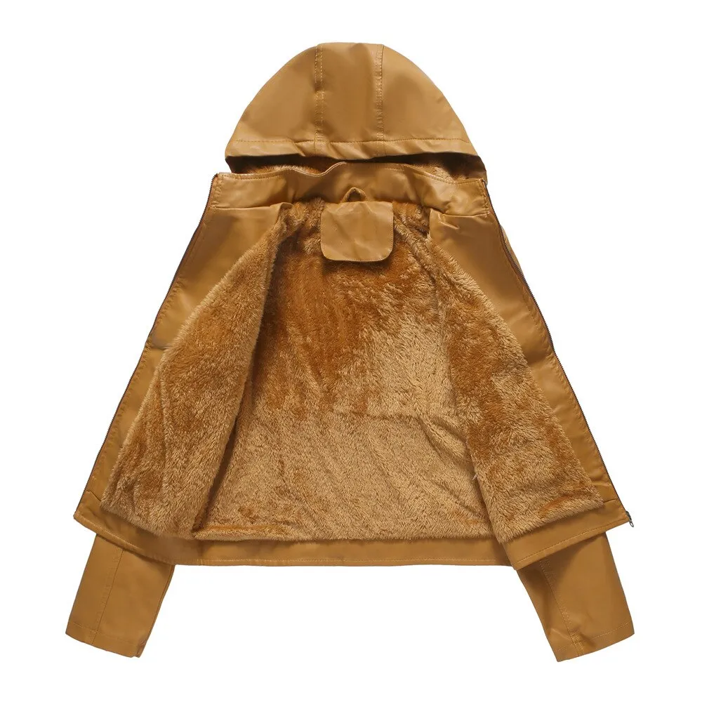 Autumn and winter women's Vogue polyester  detachable hooded leather