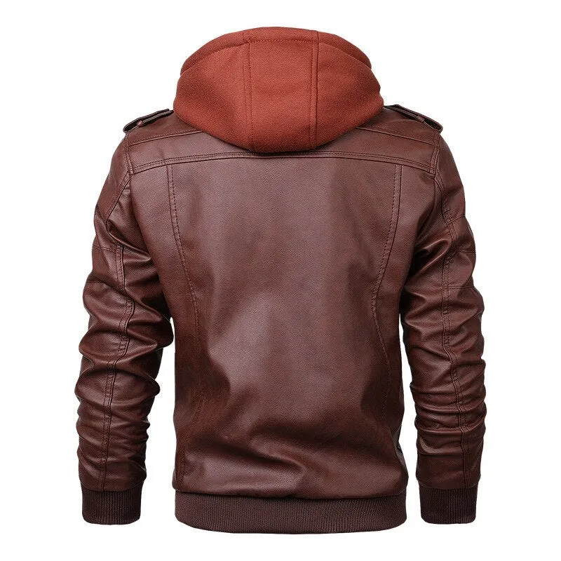 Autumn Trend Popest Removable Hooded Leather