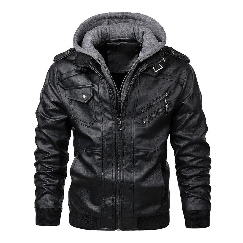 Autumn Trend Popest Removable Hooded Leather