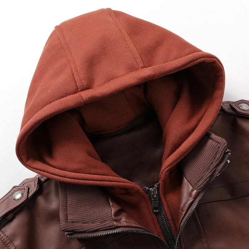 Autumn Trend Popest Removable Hooded Leather