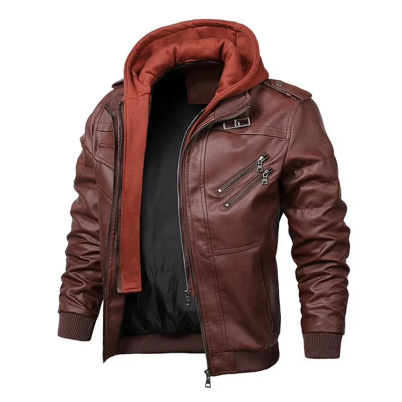 Autumn Trend Popest Removable Hooded Leather