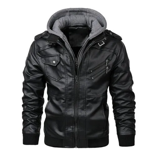 Autumn Trend Popest Removable Hooded Leather