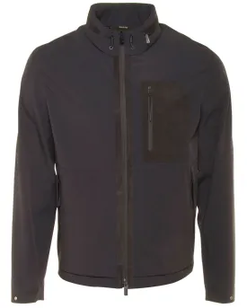 Black Stretch Nylon Hooded Jacket