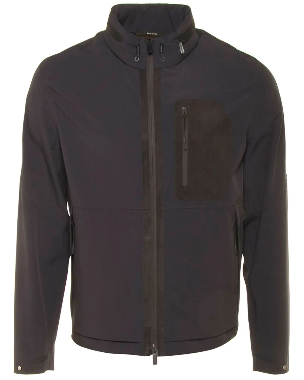 Black Stretch Nylon Hooded Jacket