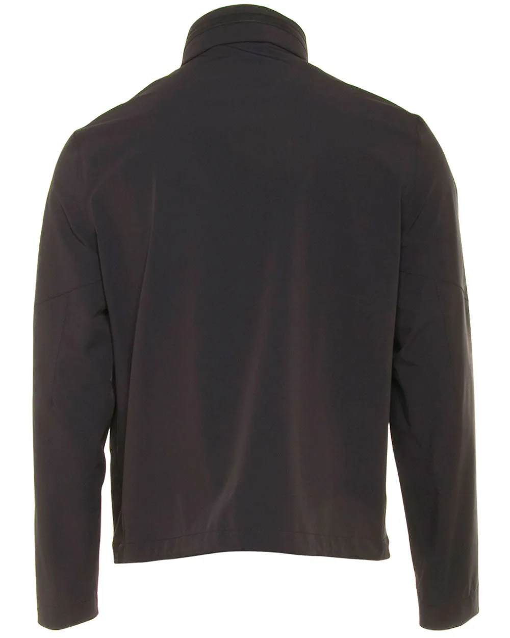 Black Stretch Nylon Hooded Jacket