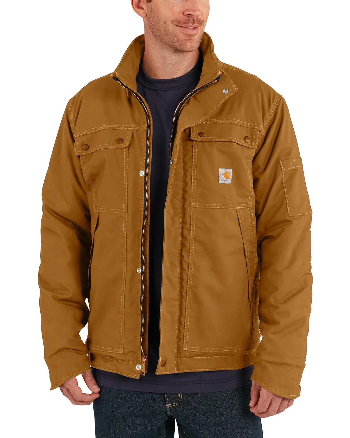 Carhartt Men's Fr Full Swing Quick Duck Work Coat Brown Large