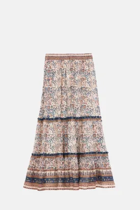 Cass Print Maxi Skirt Navy