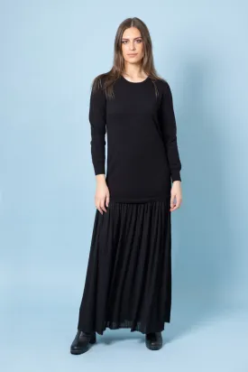 Coco Knit Pleated Dress Black