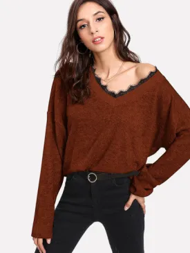 Contrast Eyelash Lace Knit Jumper