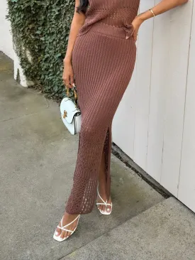 Crete Crochet Maxi Skirt in Brown - Final Sale