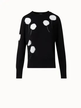 Crewneck Sweater in Cashmere with Dandelion Intarsia
