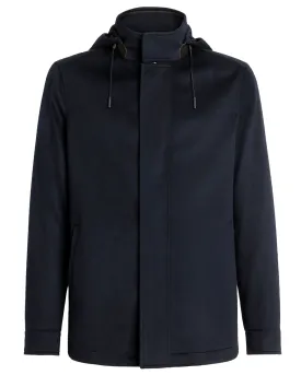 Dark Navy Oasi Cashmere Hooded Jacket