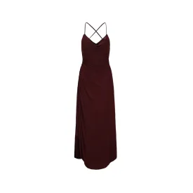 Dark Red Knitted Scoop Neck Maxi Dress