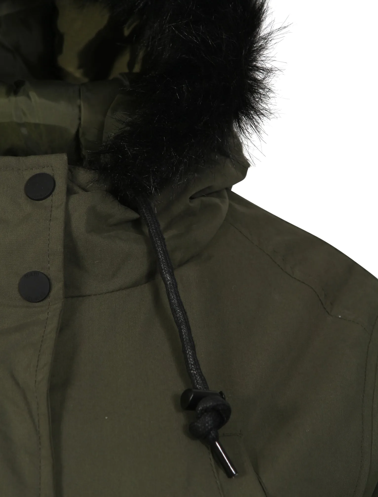 Dinah Fur Trim Hooded Parka Jacket in Khaki - Tokyo Laundry