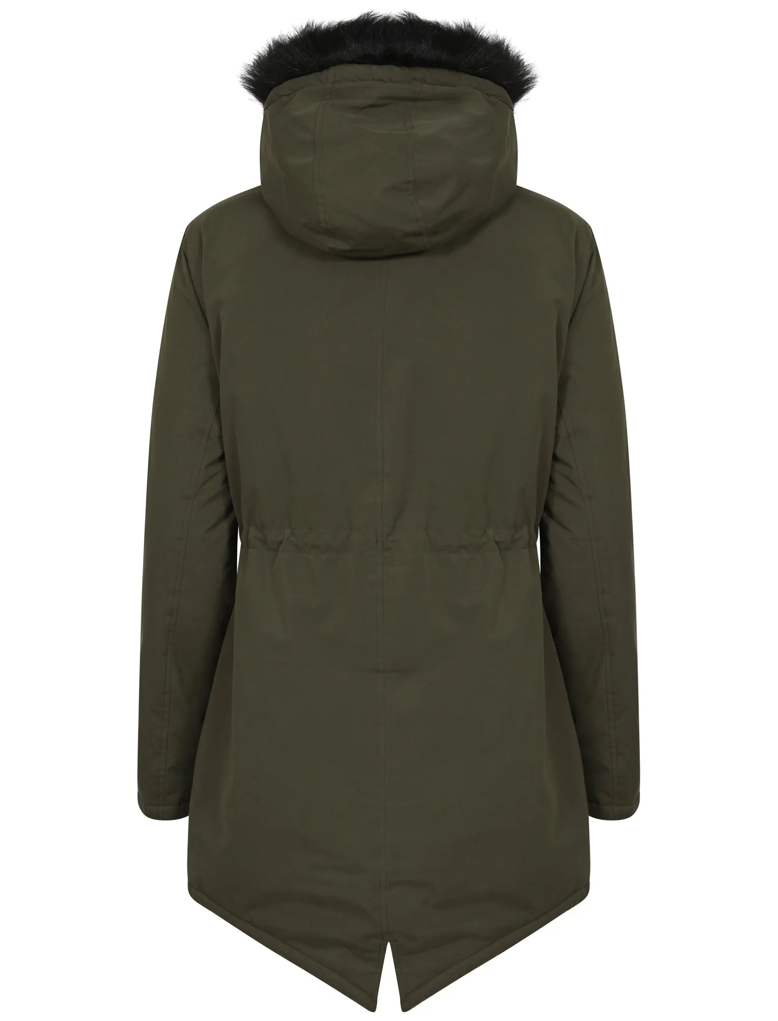 Dinah Fur Trim Hooded Parka Jacket in Khaki - Tokyo Laundry