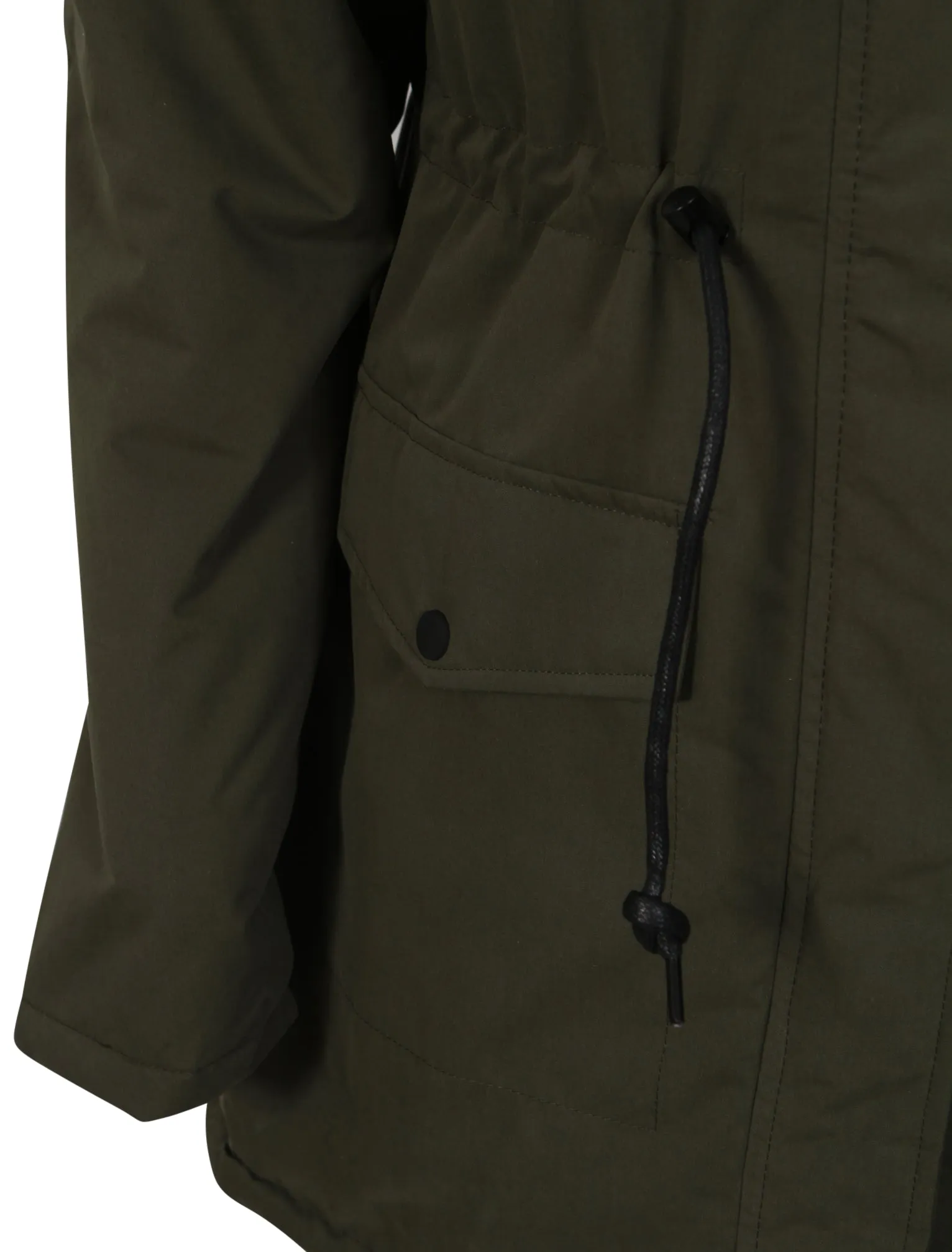 Dinah Fur Trim Hooded Parka Jacket in Khaki - Tokyo Laundry