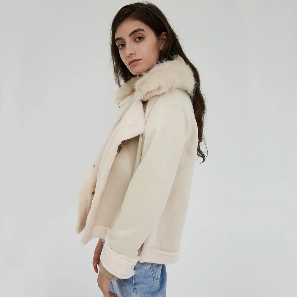 FashionSierra - Winter Suede Leather Lamb Wool Jacket