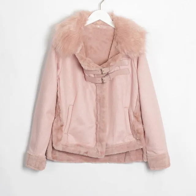 FashionSierra - Winter Suede Leather Lamb Wool Jacket