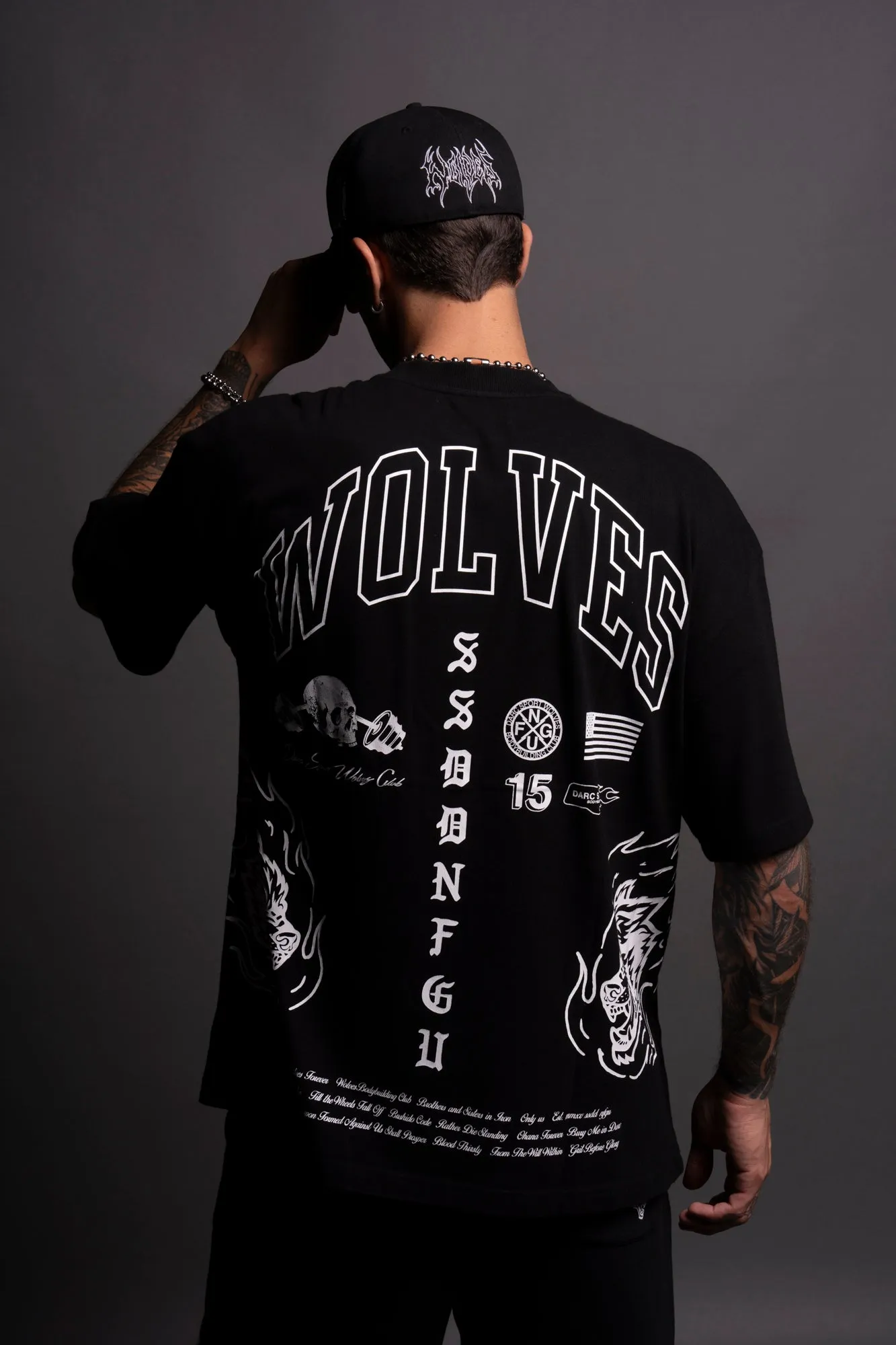 Fired Up "Premium" Oversized Tee in Black