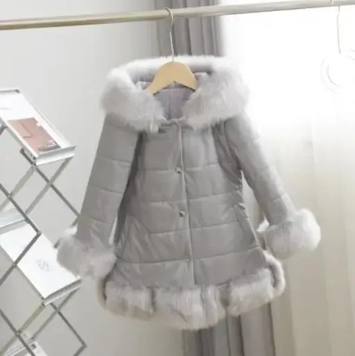 Girl  Sweet Jacket Thicken Warm Long Waterproof Fur Jacket