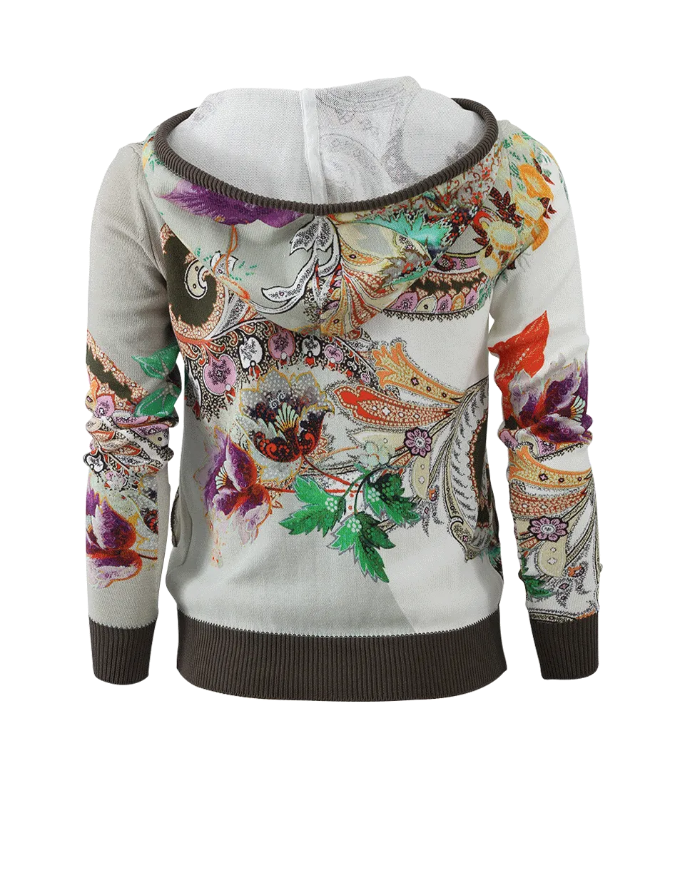 Hooded Paisley Knit Jacket