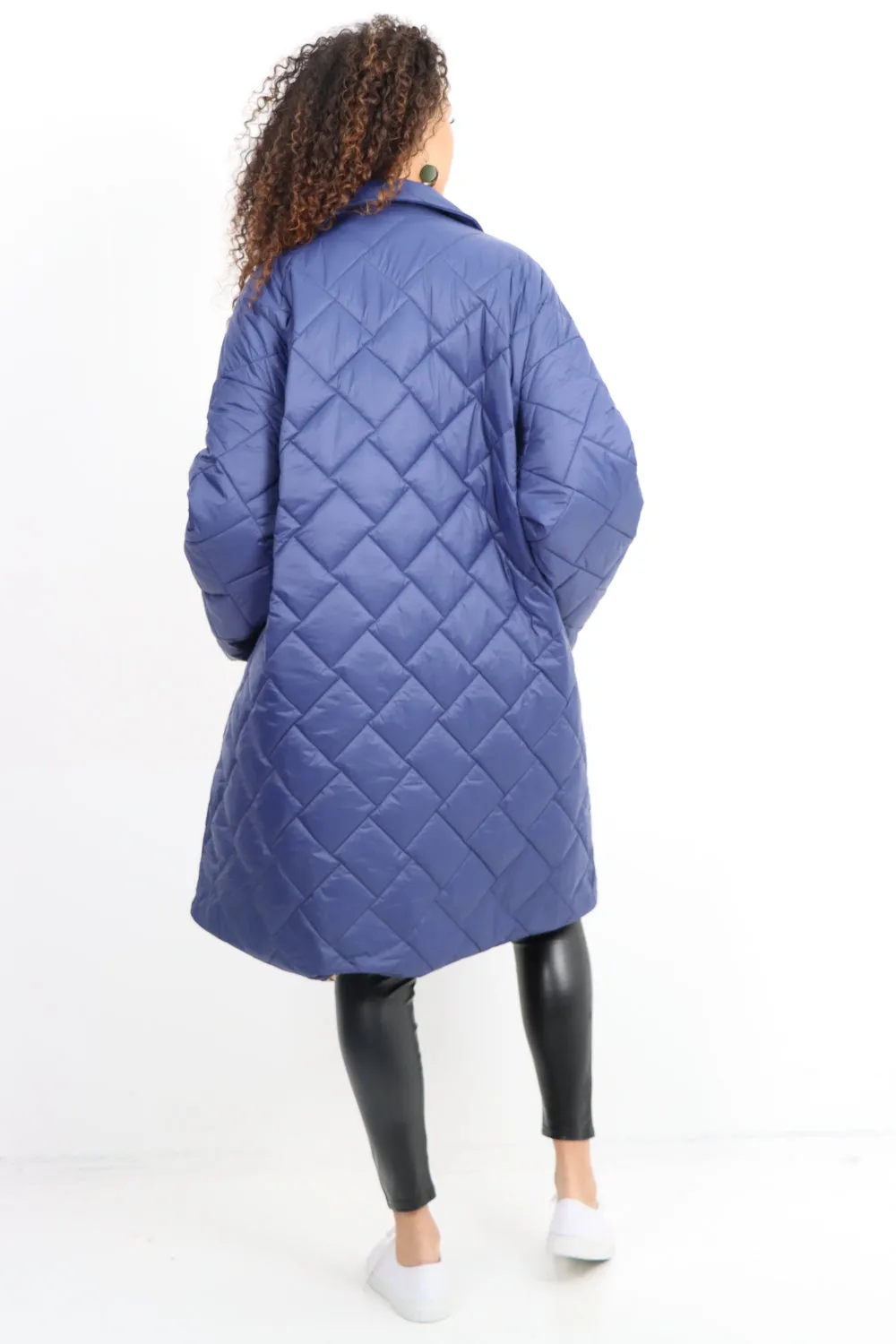 Italian Longsleeve Leopard Lined Quilted Padded Longline Jacket