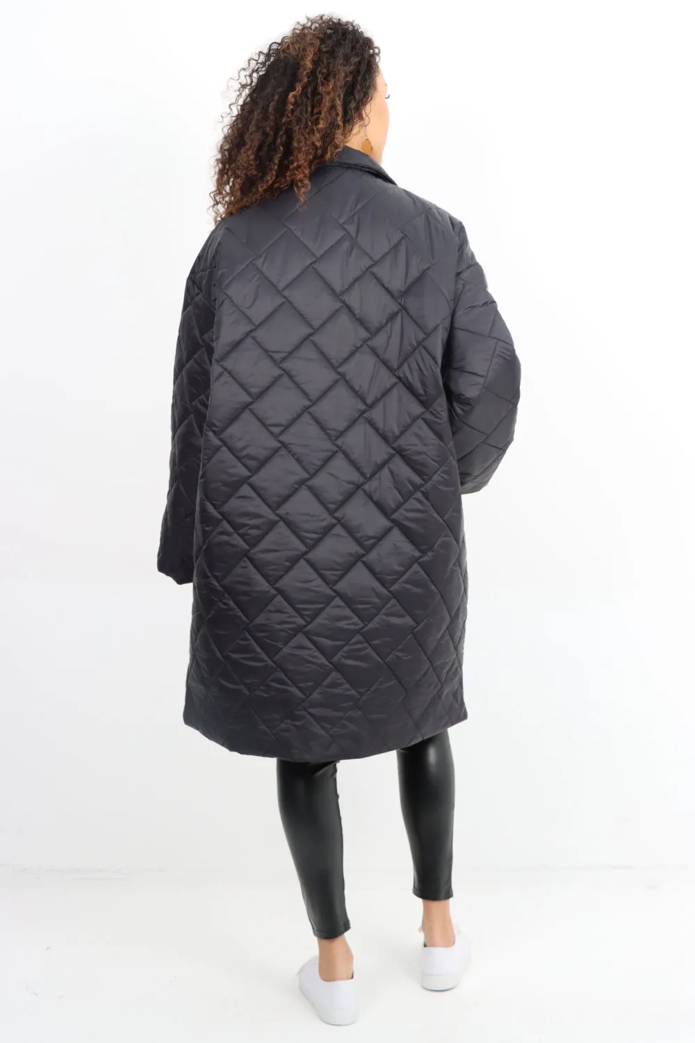 Italian Longsleeve Leopard Lined Quilted Padded Longline Jacket