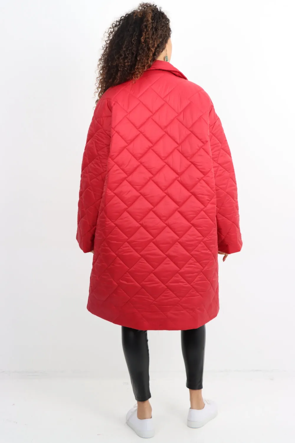 Italian Longsleeve Leopard Lined Quilted Padded Longline Jacket