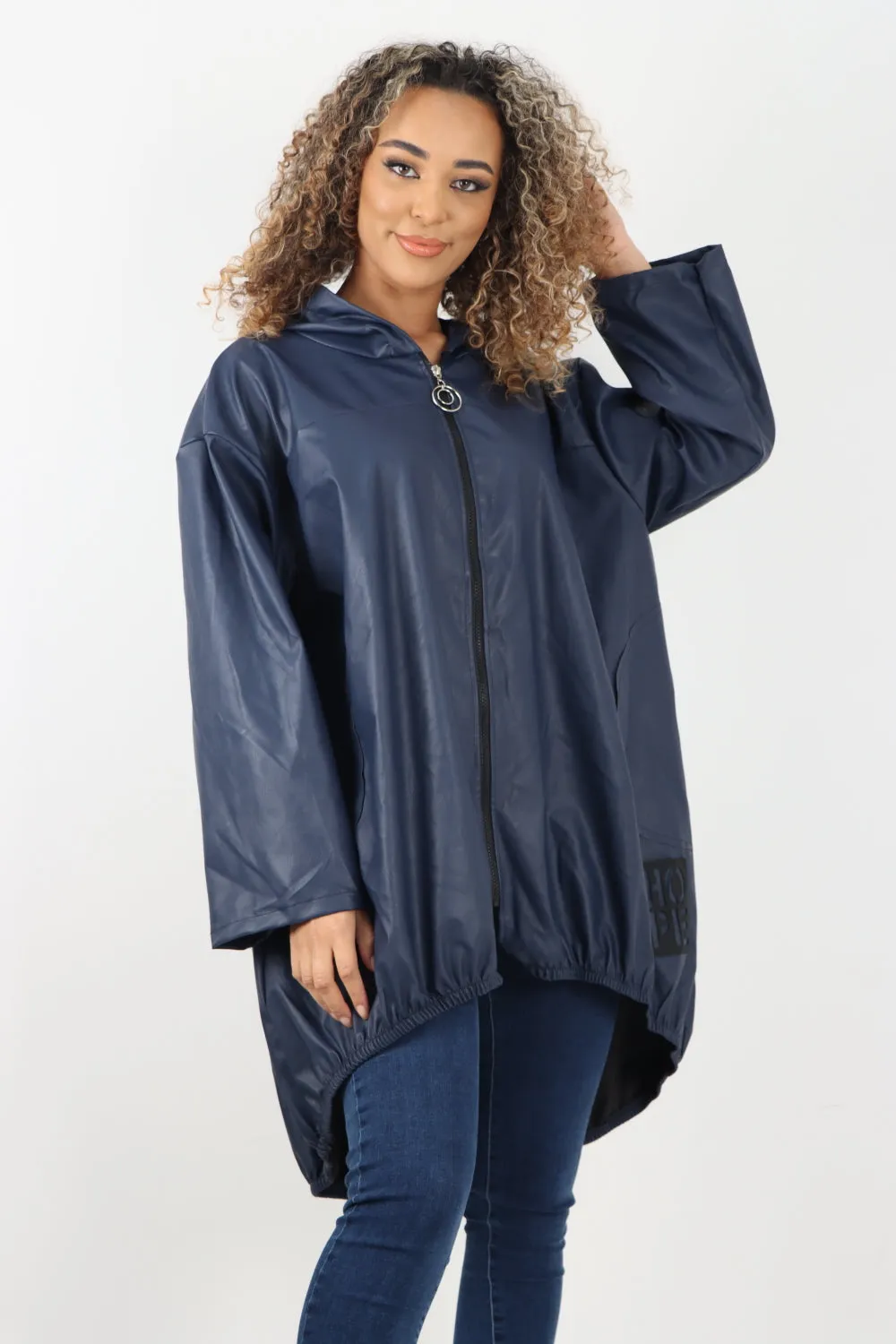 Italian PU Leather Zip Fastening Hooded Long Sleeve Jacket