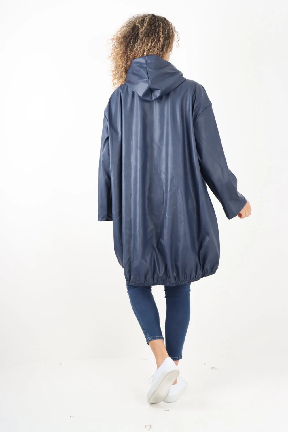 Italian PU Leather Zip Fastening Hooded Long Sleeve Jacket