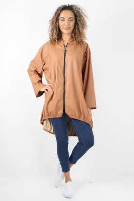 Italian PU Leather Zip Fastening Hooded Long Sleeve Jacket