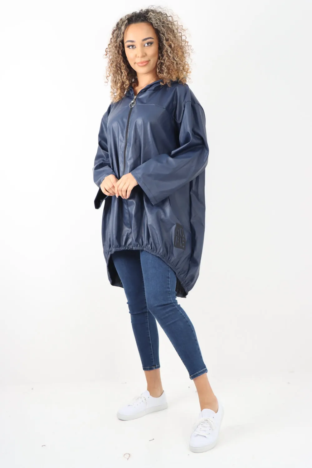 Italian PU Leather Zip Fastening Hooded Long Sleeve Jacket