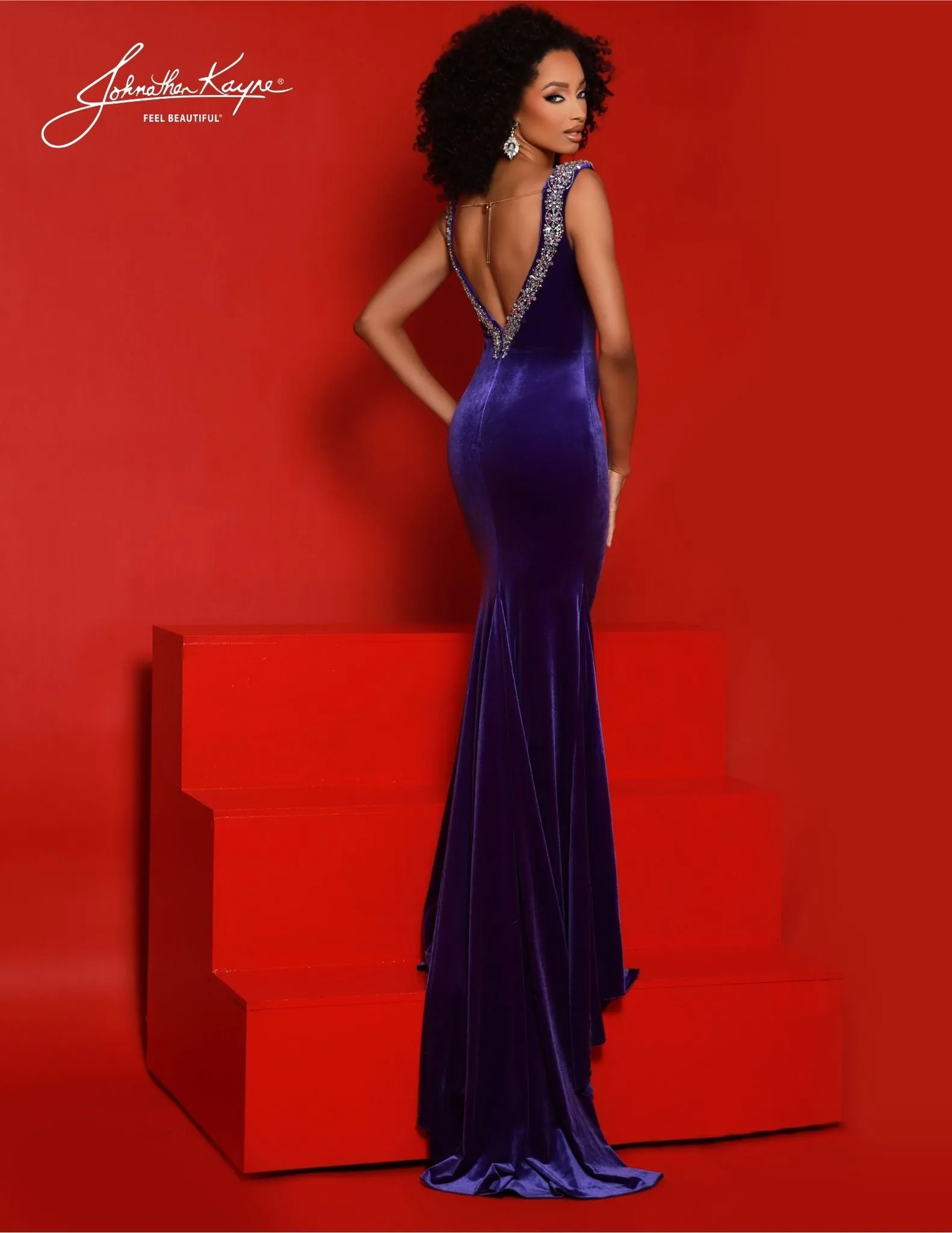Johnathan Kayne 2877 Stretch Velvet Evening Dress