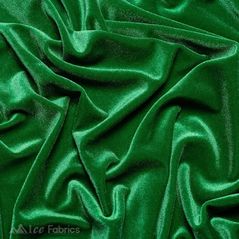 Kelly Green Stretch Velvet Fabric Soft and Smooth