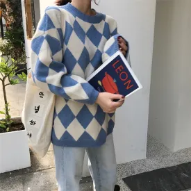 [Korean Style] Hiez Oversized Plaid Knit Sweater