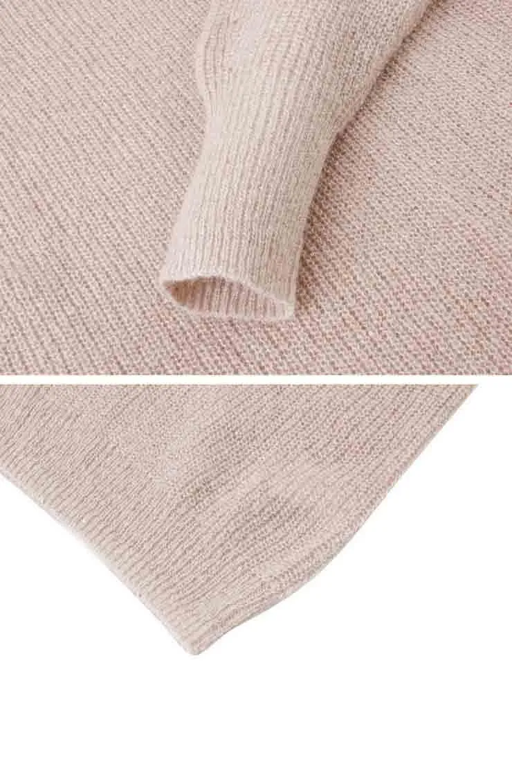 Lantern Sleeve Belted Sweater Midi Dress