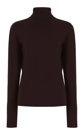 May Knit Turtleneck in Chocolate Merino Wool Cashmere