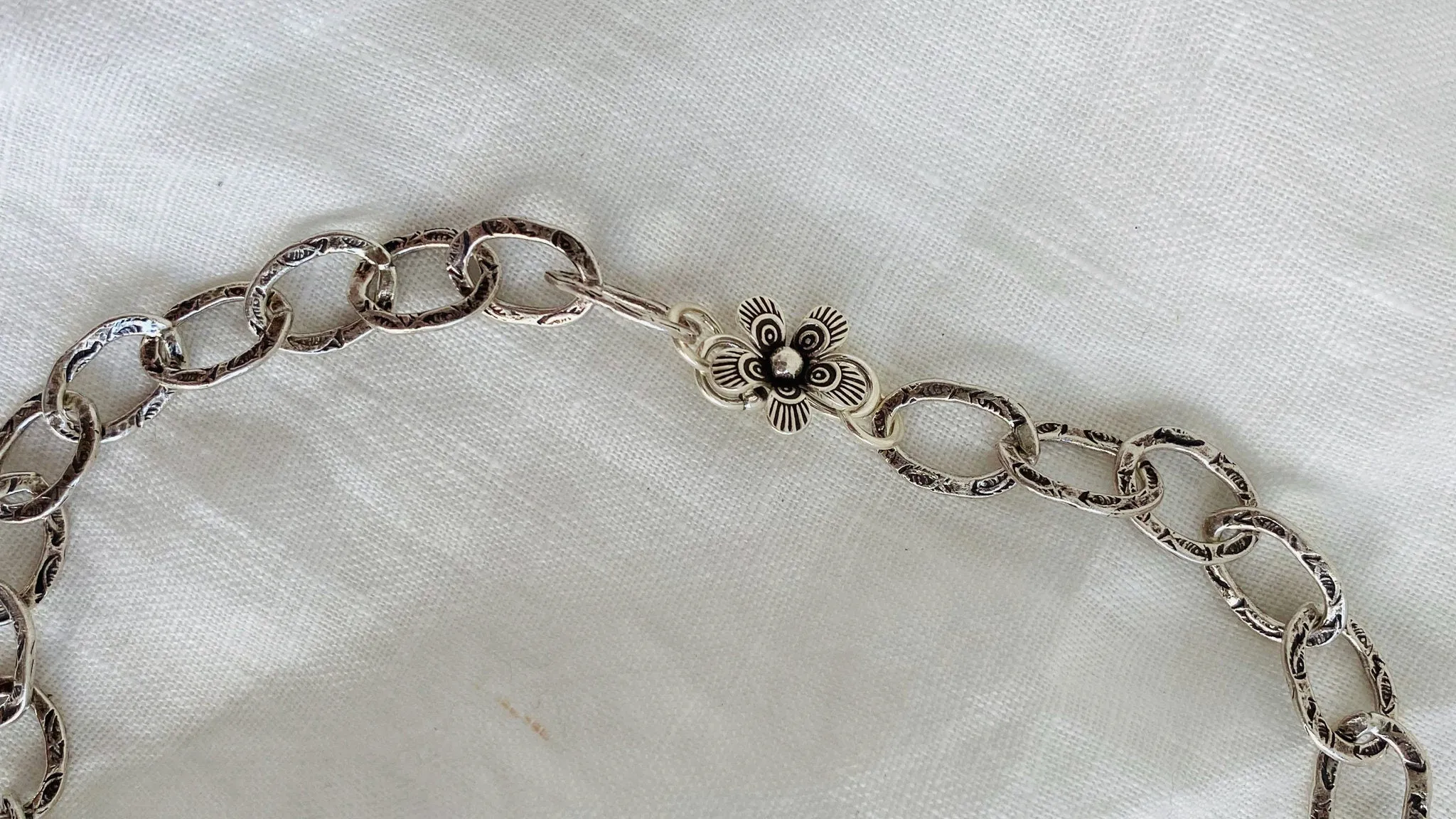Mexican Sacred Heart Necklace. Sterling Silver.