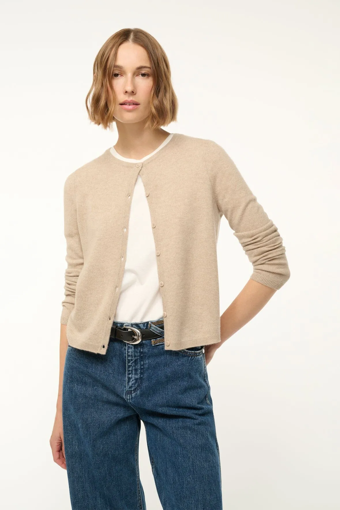 MIDNIGHT CASHMERE CARDIGAN | STONE