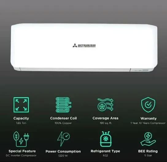 Mitsubishi SRK24CW-S6 1.95 Ton 2 Star Split AC | Fixed Speed | Copper Coil | Heavy Duty