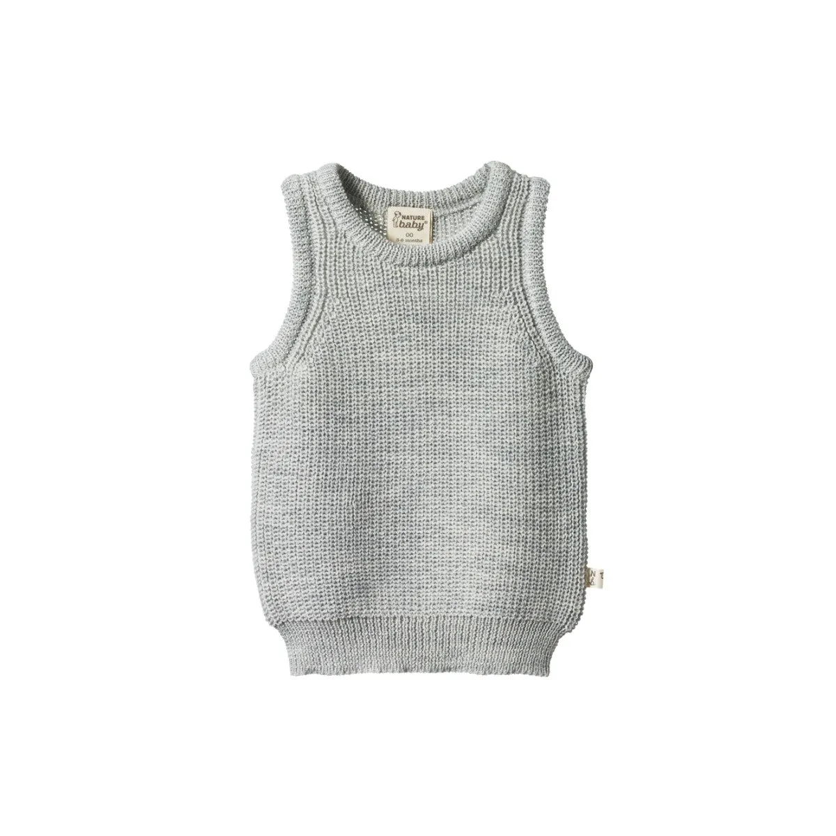 Nature Baby Merino Knit Vest - Light Grey Marl Chunky Knit