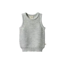 Nature Baby Merino Knit Vest - Light Grey Marl Chunky Knit